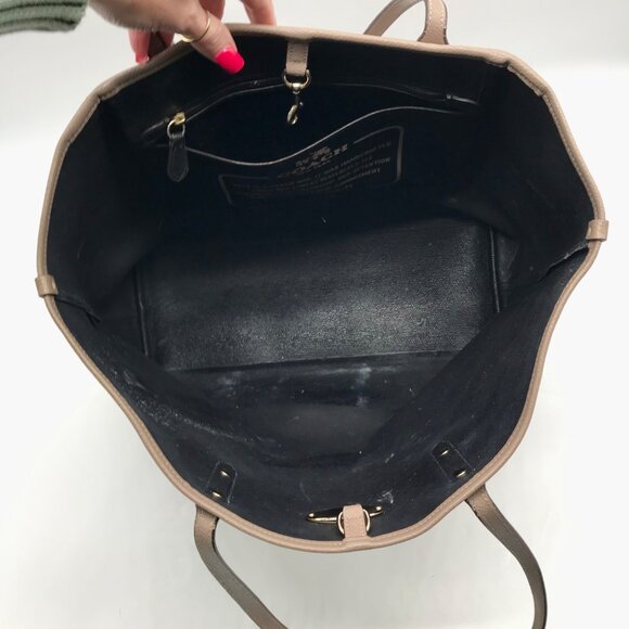 Coach Taupe Pebbled Leather City Tote Bag - Picture 10 of 11